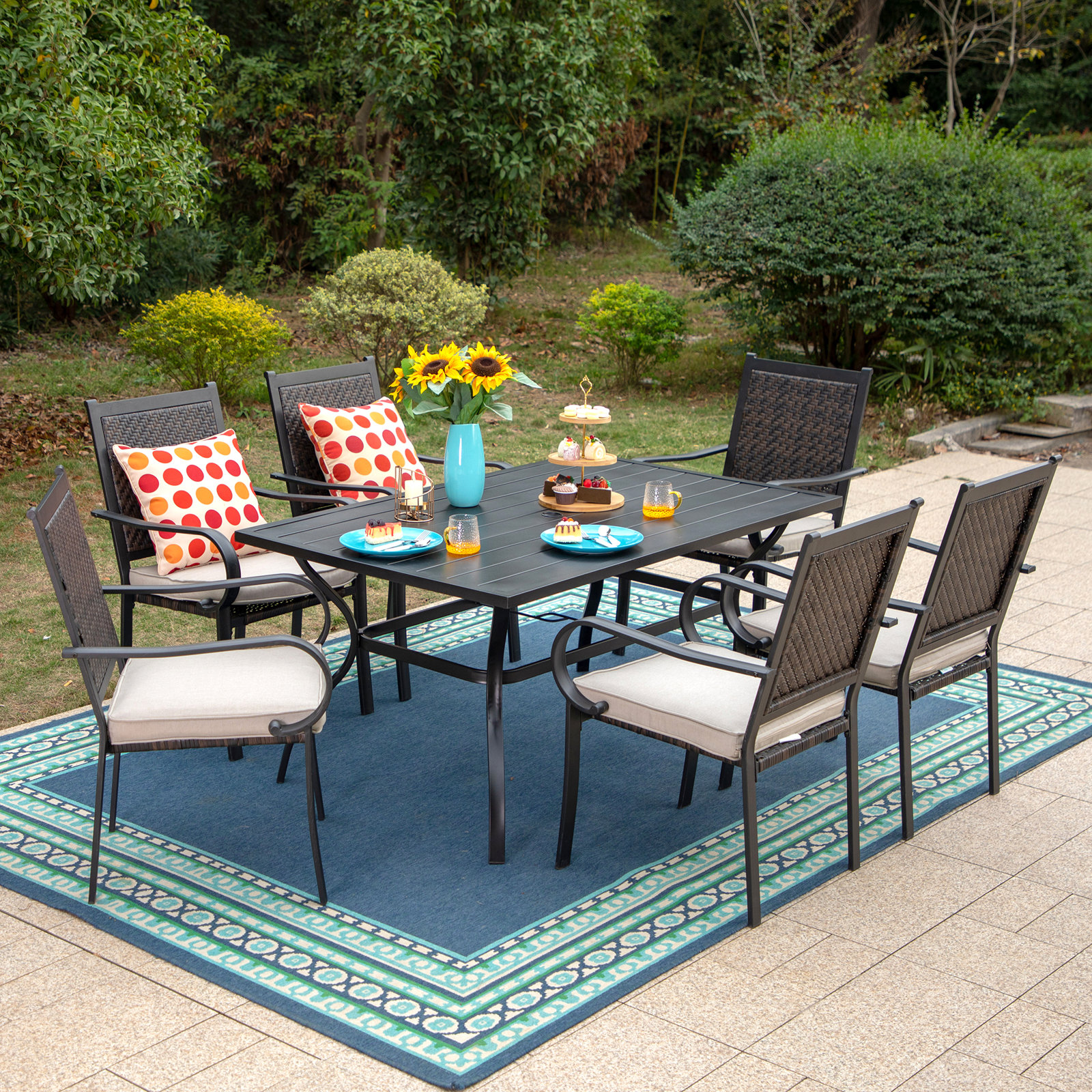 Charlton Home? Ahrent Rectangular 6 - Person Outdoor Dining Set & Reviews